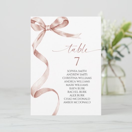 Mocha Bow Tischnummer Seekarte (Stehend Vorderseite)