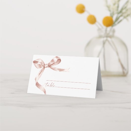 Mocha Bow Wedding Platzkarte (Vorderseite)