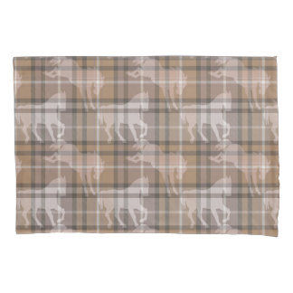 Mocha braun & beige equestrian Pferd Tartan Karo Kissenbezug