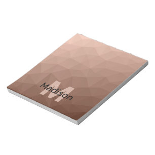Mocha-Braun geometrisches Mesh-Muster Monogramm Notizblock