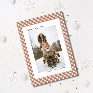 Mocha-Braun Gingham-Karomuster-Foto Weihnachten