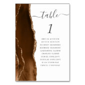 Mocha Braun Gold Achat Hochzeit Tischnummer (Vorderseite)