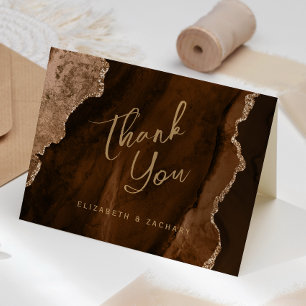 Mocha Braun Gold Achat Schrift Hochzeits-Dankeschö Karte