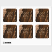 Mocha-Braun-Gold-Achat-Script-Hochzeit Quadratischer Aufkleber (Blatt)