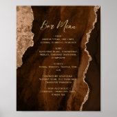 Mocha-Braun-Gold-Achat-Script-Hochzeitsbar-Menü  Poster (Vorne)