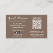Mocha-Braun-Script-Photo-QR-Code-Brauen- und Wimpe Visitenkarte (Rückseite)