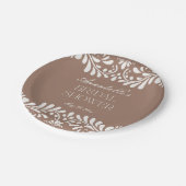 Mocha-Braune Talavera-Fliesen Fiesta-Brautjungfern Pappteller (Schrägansicht)