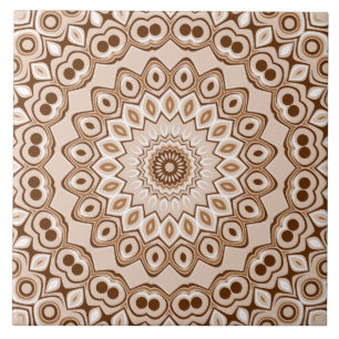Mocha-Braunes geometrisches Mandala-Muster Fliese