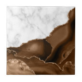 Mocha Brown Agate Gold Glitzer Marmor Fliese (Vorderseite)
