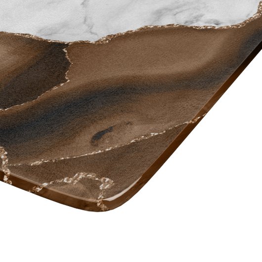 Mocha Brown Agate Gold Glitzer Marmor Schneidebrett (Ecke)