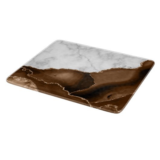 Mocha Brown Agate Gold Glitzer Marmor Schneidebrett (Ecke)