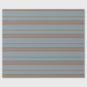 Mocha Brown and Blue Stripes Wrapping Paper Geschenkpapier