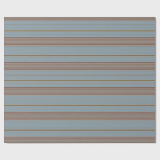 Mocha Brown and Blue Stripes Wrapping Paper Geschenkpapier (Flach)