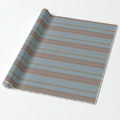 Mocha Brown and Blue Stripes Wrapping Paper Geschenkpapier (Ungerollt)