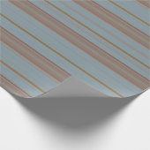 Mocha Brown and Blue Stripes Wrapping Paper Geschenkpapier (Ecke)