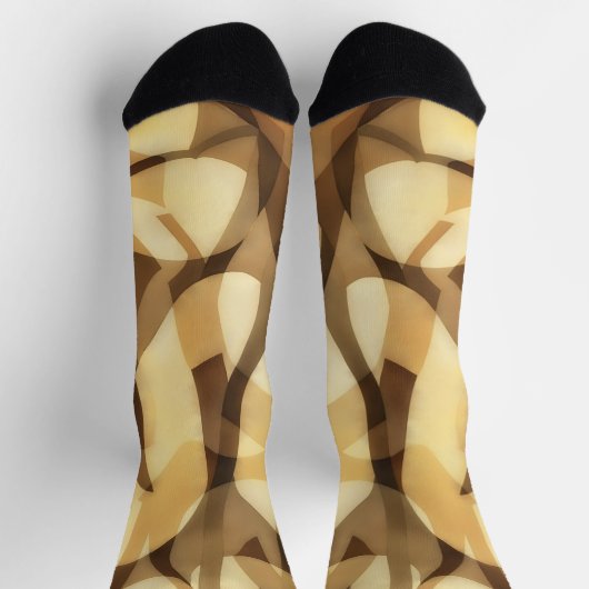Mocha Brown and Tan Crazy Socks Art Socken (Oben)