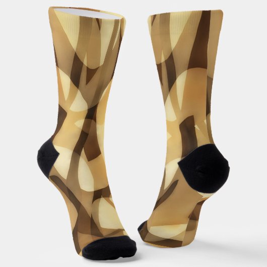 Mocha Brown and Tan Crazy Socks Art Socken (Gewinkelt)