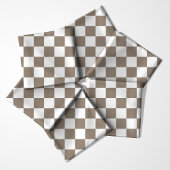 Mocha Brown and White Checkered Pattern Stoff