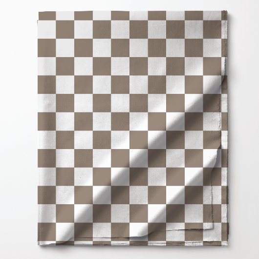 Mocha Brown and White Checkered Pattern Stoff