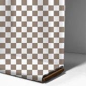 Mocha Brown and White Checkered Pattern Stoff