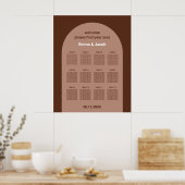 Mocha Brown Arch 12 Tabelle Seating Chart Poster (Küche)