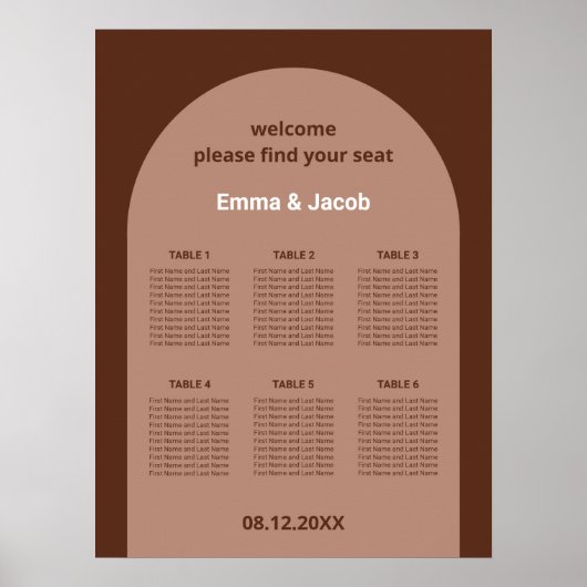Mocha Brown Arch 6 Tischplattentabelle Poster (Vorne)