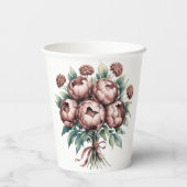 Mocha Brown Blooms Wedding Pappbecher (Rückseite)