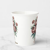 Mocha Brown Blooms Wedding Pappbecher (Links)