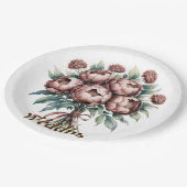 Mocha Brown Blooms Wedding Pappteller (Schrägansicht)