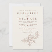 Mocha Brown-Blumenformel in einer Elfenbeinhochzei Einladung (Vorderseite)