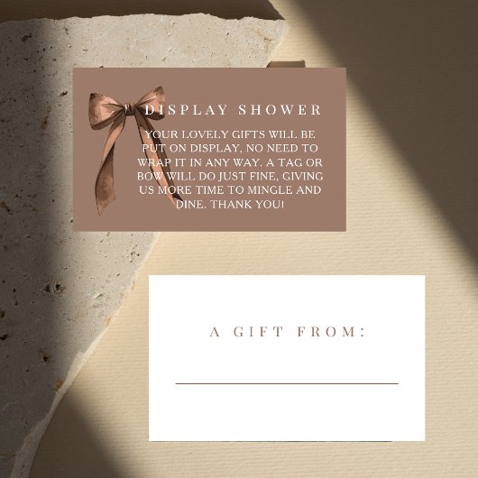 Mocha Brown Bow No Gift Wrap Display Bridal Shower Begleitkarte