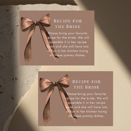 Mocha Brown Bow Recipe Request Bridal Shower Begleitkarte