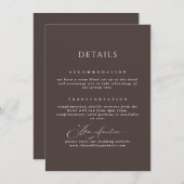 Mocha Brown Calligrafy Wedding Details Begleitkarte (Vorne/Hinten)