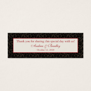 Mocha Brown & Claret Red Damask Wedding Favor Tag