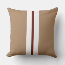 Mocha Brown Dark Red White Racing Stripes Kissen
