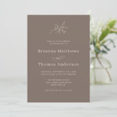 Mocha Brown Fall Simple Elegante Wedding Einladung (Stehend Vorderseite)