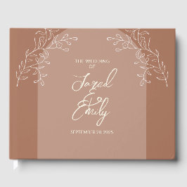 Mocha Brown Floral Arch Wedding Gästebuch