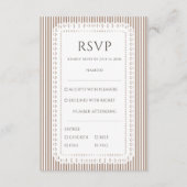 Mocha Brown French Stripe Lace Wedding RSVP Begleitkarte (Vorderseite)