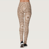 Mocha Brown Geometric Mandala Pattern Leggings (Rückseite)