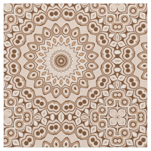 Mocha Brown Geometric Mandala Pattern Stoff (Nahaufnahme)