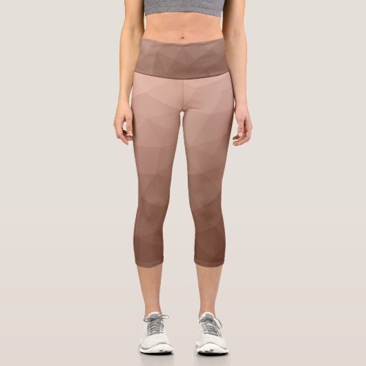 Mocha Brown geometrisch Mesh modernes Muster Capri Leggings (Vorderseite)