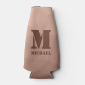 Mocha Brown geometrisches Maschenmuster Monogram Flaschenkühler (Vorderseite)