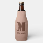 Mocha Brown geometrisches Maschenmuster Monogram Flaschenkühler (Flaschenvorderseite)