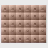Mocha Brown geometrisches Maschenmuster Monogram Geschenkpapier (Flach)