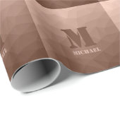 Mocha Brown geometrisches Maschenmuster Monogram Geschenkpapier (Rolleneckpunkt)