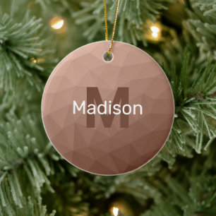 Mocha Brown geometrisches Maschenmuster Monogram Keramik Ornament