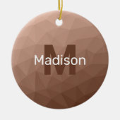 Mocha Brown geometrisches Maschenmuster Monogram Keramik Ornament (Vorne)
