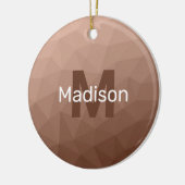 Mocha Brown geometrisches Maschenmuster Monogram Keramik Ornament (Links)