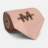 Mocha Brown geometrisches Maschenmuster Monogram Krawatte (Gerollt)