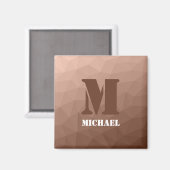 Mocha Brown geometrisches Maschenmuster Monogram Magnet (Vorderseite/Rückseite)